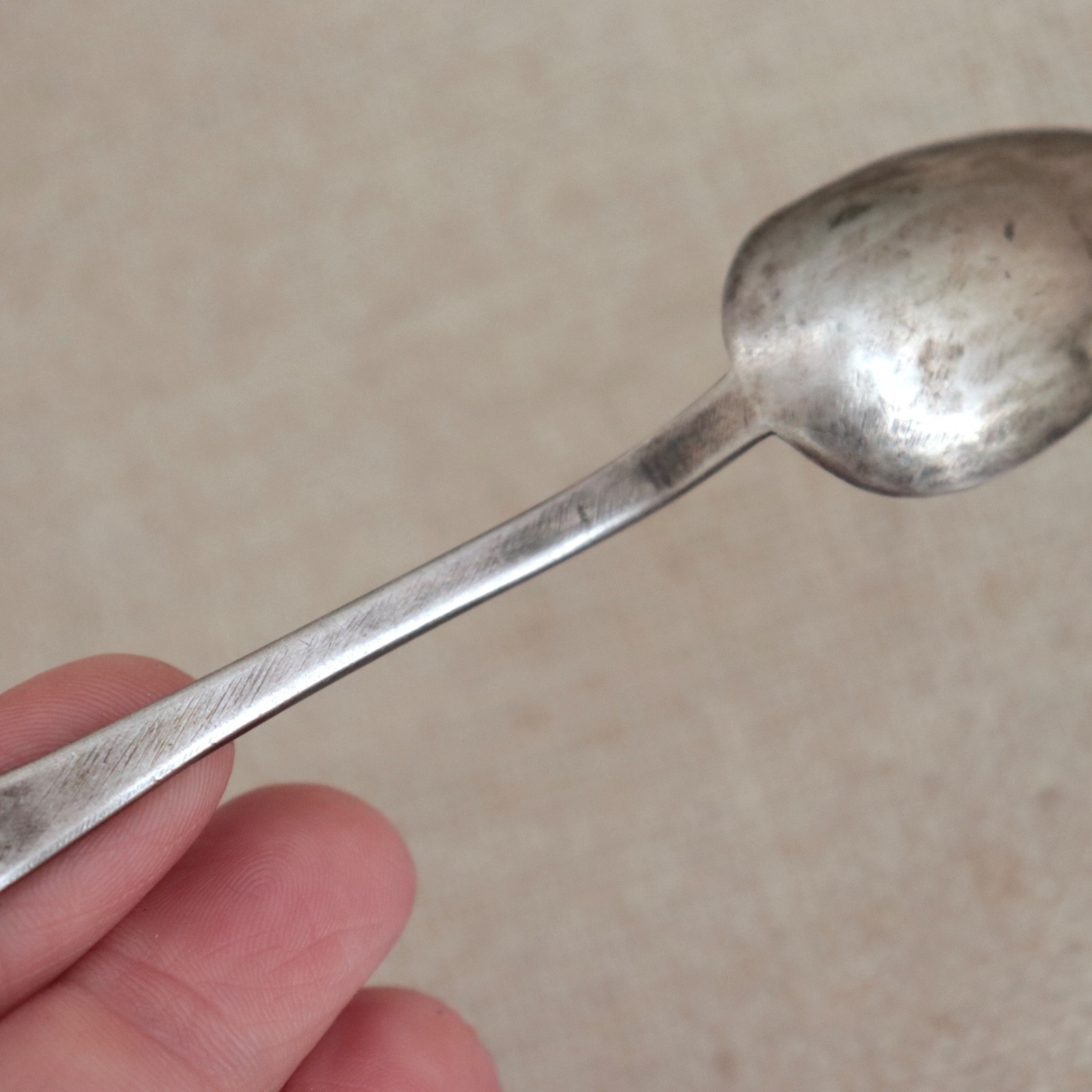 Early Navajo Ingot Silver Spoon 1900s Bench Stamped Handle Sterling Antique Vtg