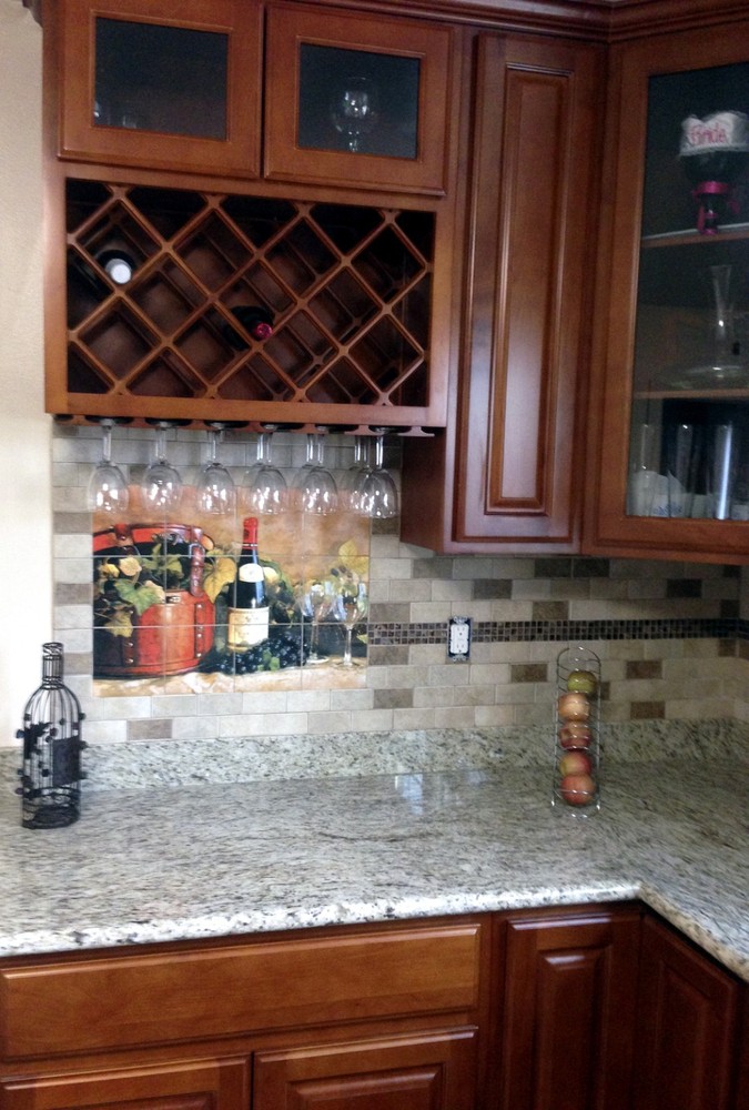 30 x 24 Art Wine Bottle Grape Mural Ceramic Backsplash Bath Tile #169