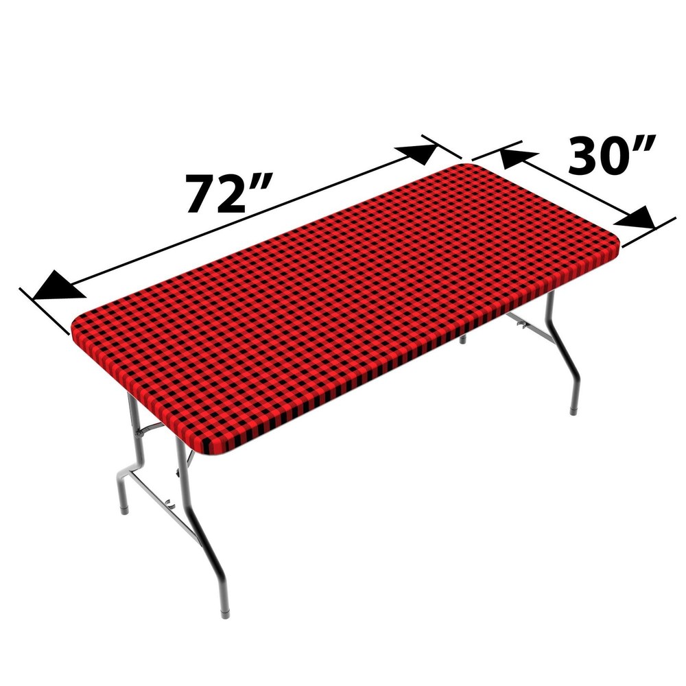 Checkerboard Elastic Fitted Tablecloth for Folding Table - Waterproof Rectang...