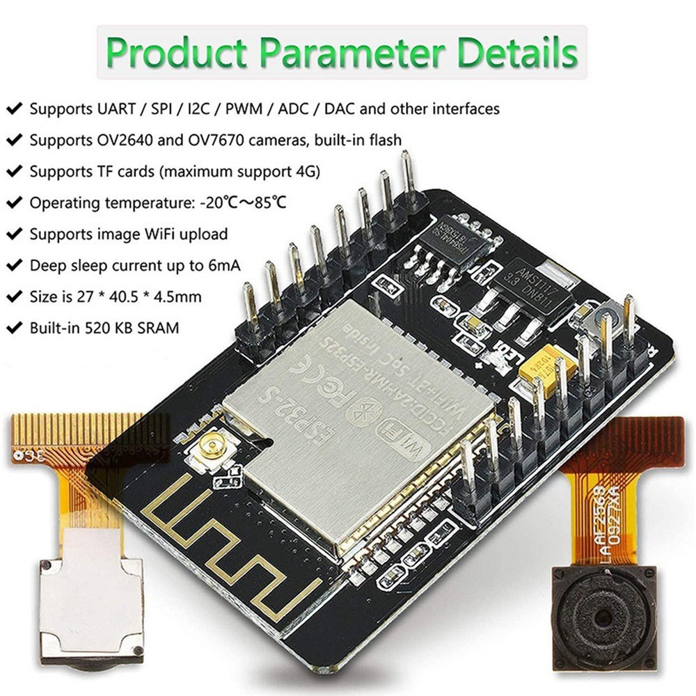 -CAM WiFi + Bluetooth Camera Module Development Board with 2512