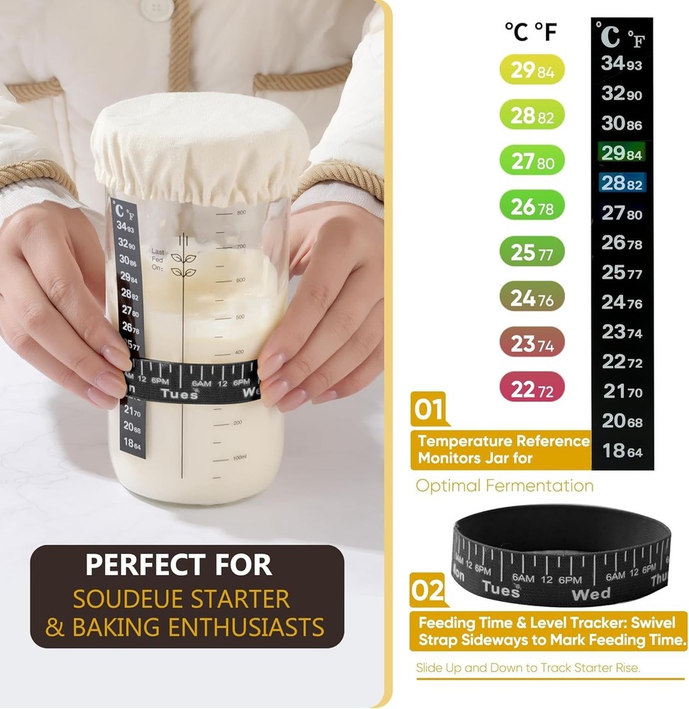 Sourdough Starter Kit Bread Baking Supplies | Proofing Basket Jar Tools Set