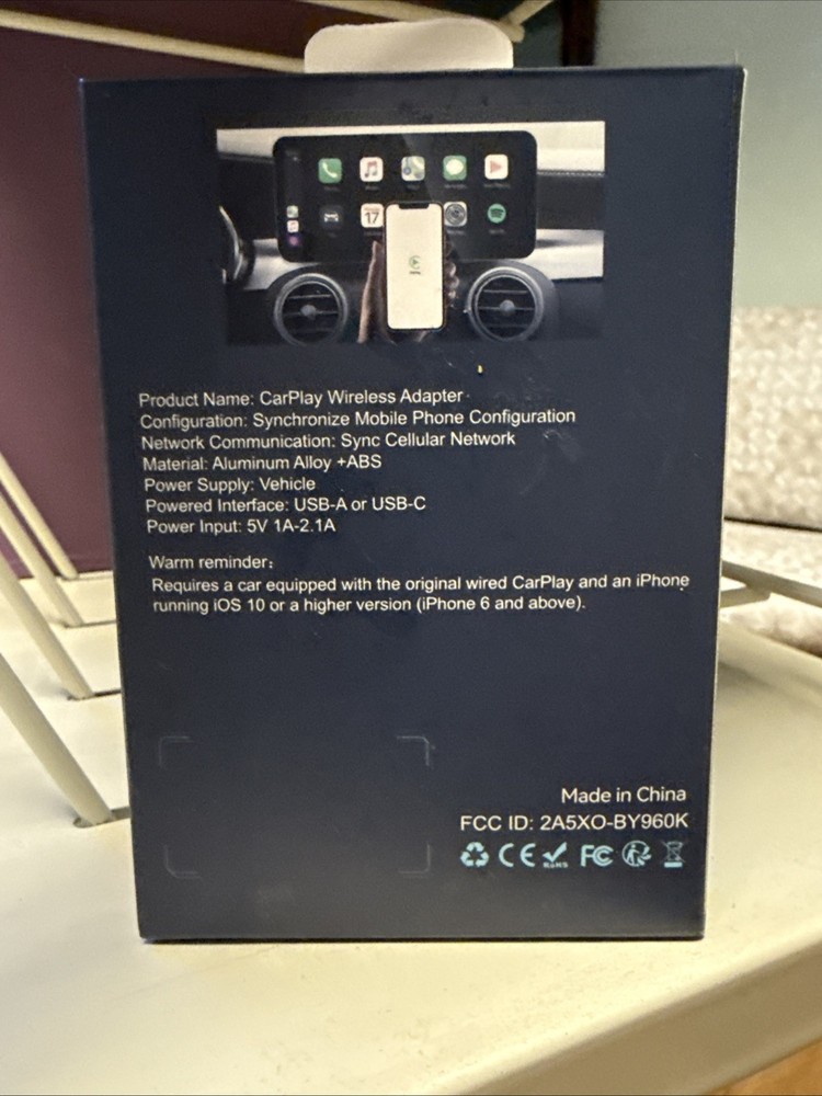 Wireless Car Play Adapter BY 960H. EXCELLENT CONDITION ** OPEN BOX ** N194