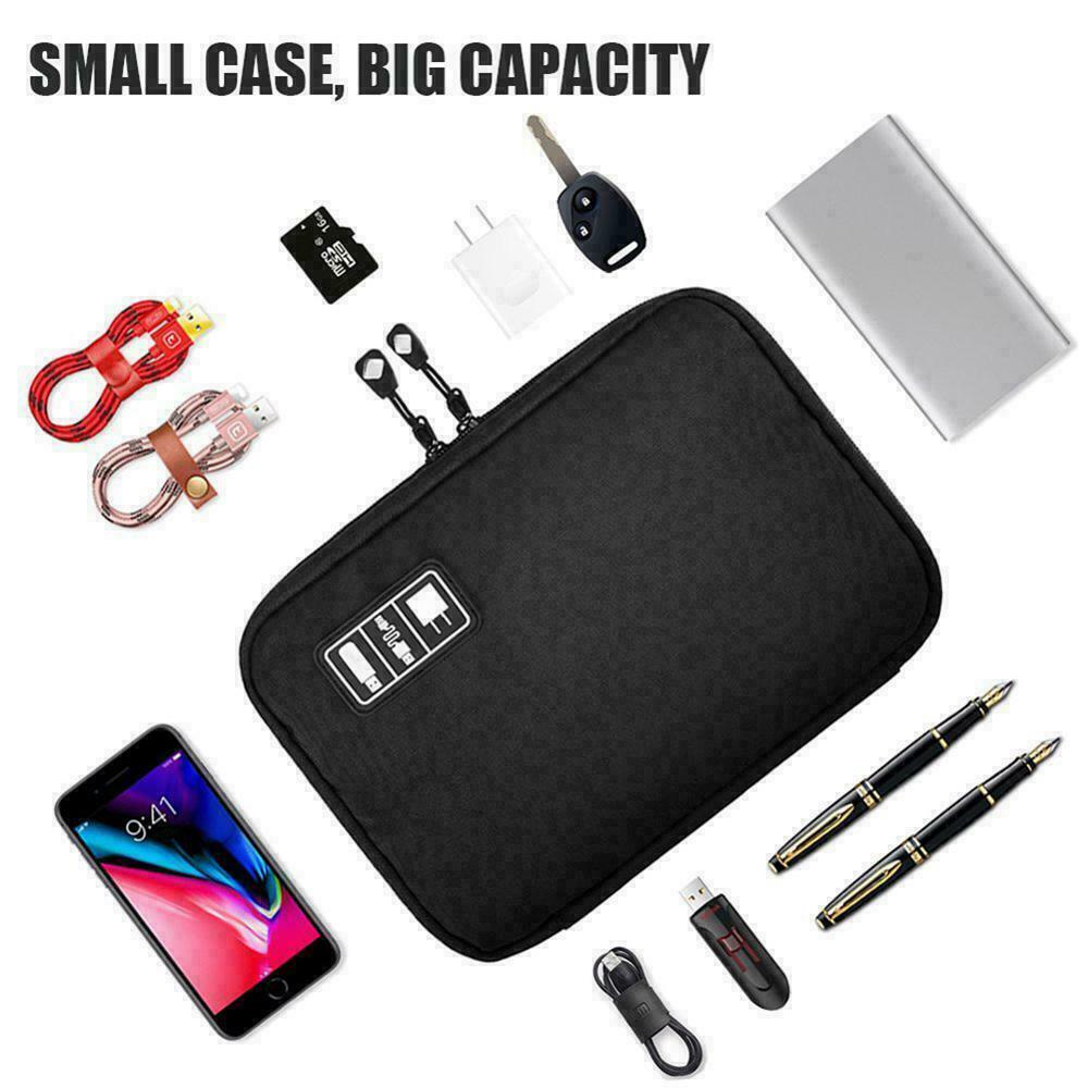 Universal Protective Travel Case for Small Electronics cable Accessories - Black