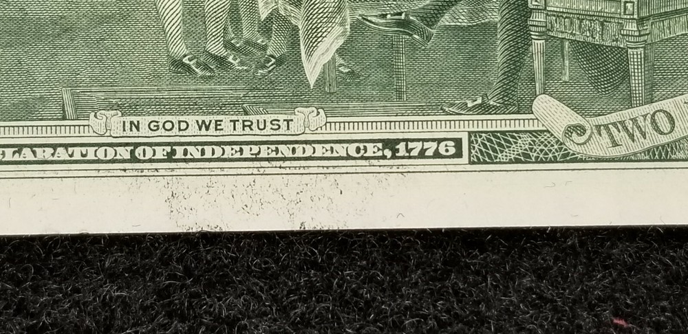 1976 $2 FRN FANCY SER# QUAD 54552222 UNCIRCULATED 2 INK ERRORS & SHIFT ERR