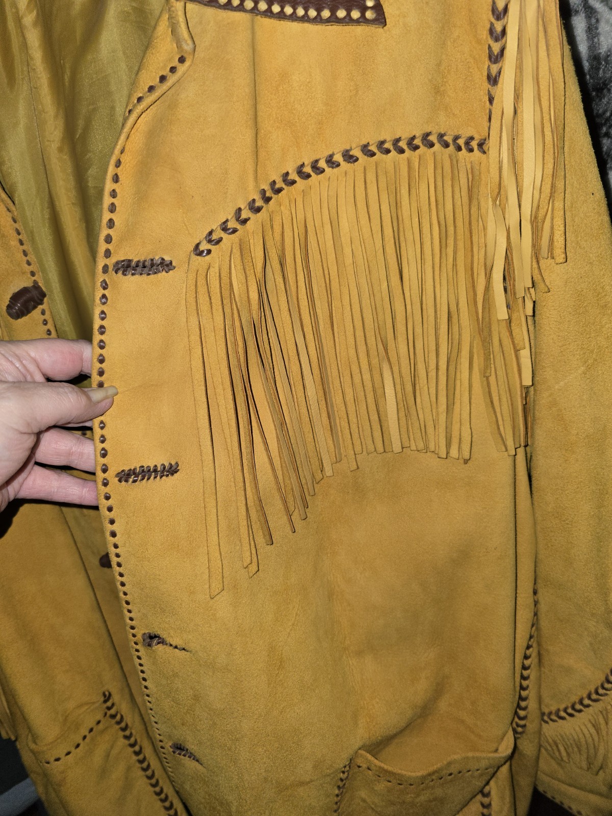 2xl Handmade Vintage Native Deerskin Fringed Jacket