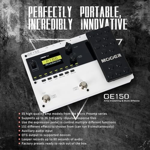 Guitar Multi Effects with Metal Shell Desktop Jamming Tool Floor GE150 White