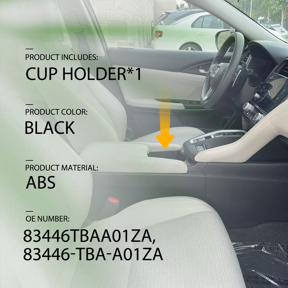 Front Console Insert Dual Water Cup Center For Honda Civic 2016-2021 Holder