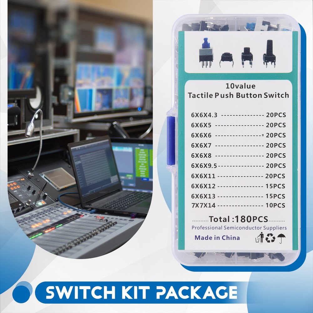 10 values 180 pieces tactile push button switch natural trigger instant 4165