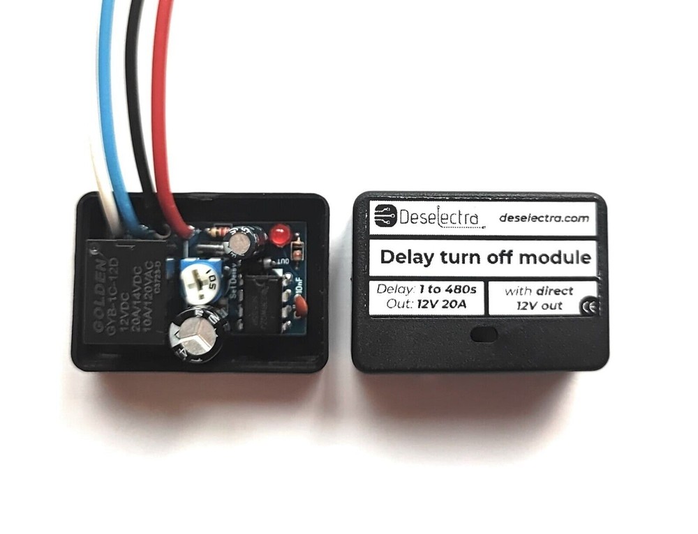 Easy to use car timer switch relay 1-480 sec delay off 20A direct 12V out