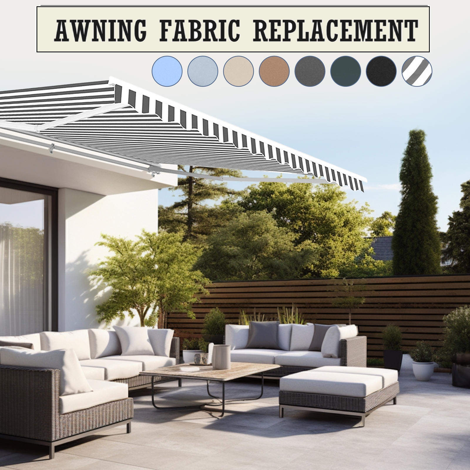 ALEKO Fabric Replacement for 20 x 10 ft Retractable Patio Awning