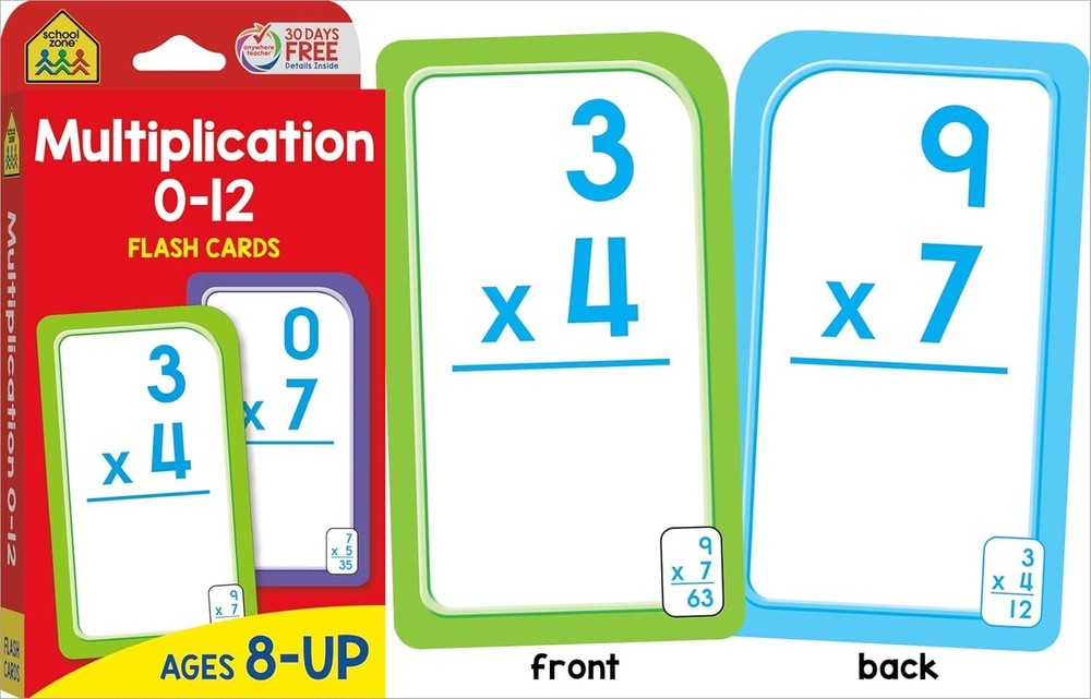 School Zone 112 Math Flash Cards for Multiplication & Division – Ages 8+, 2-Pack