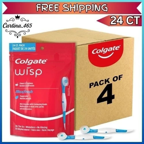 Colgate Max Fresh Wisp Disposable Mini Travel Toothbrushes, Peppermint, 24 Count
