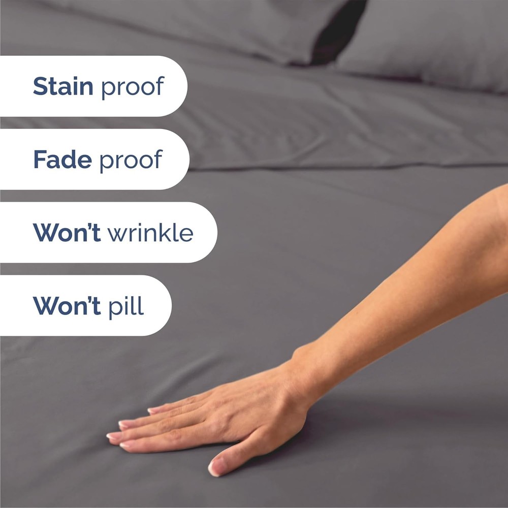 Queen Size Cooling Bed Sheet Set Dark Grey