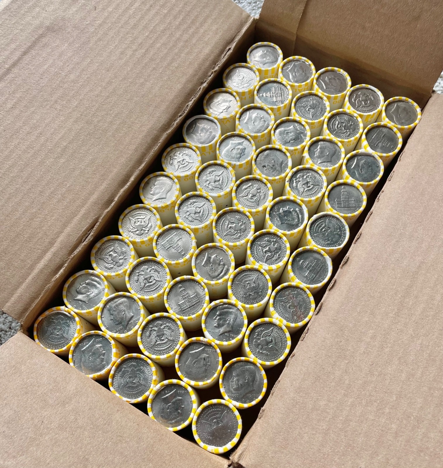 LOWEST PRICE for FIVE (5) Kennedy Half Dollars Rolls UNOPENED, UNSEARCHED!!