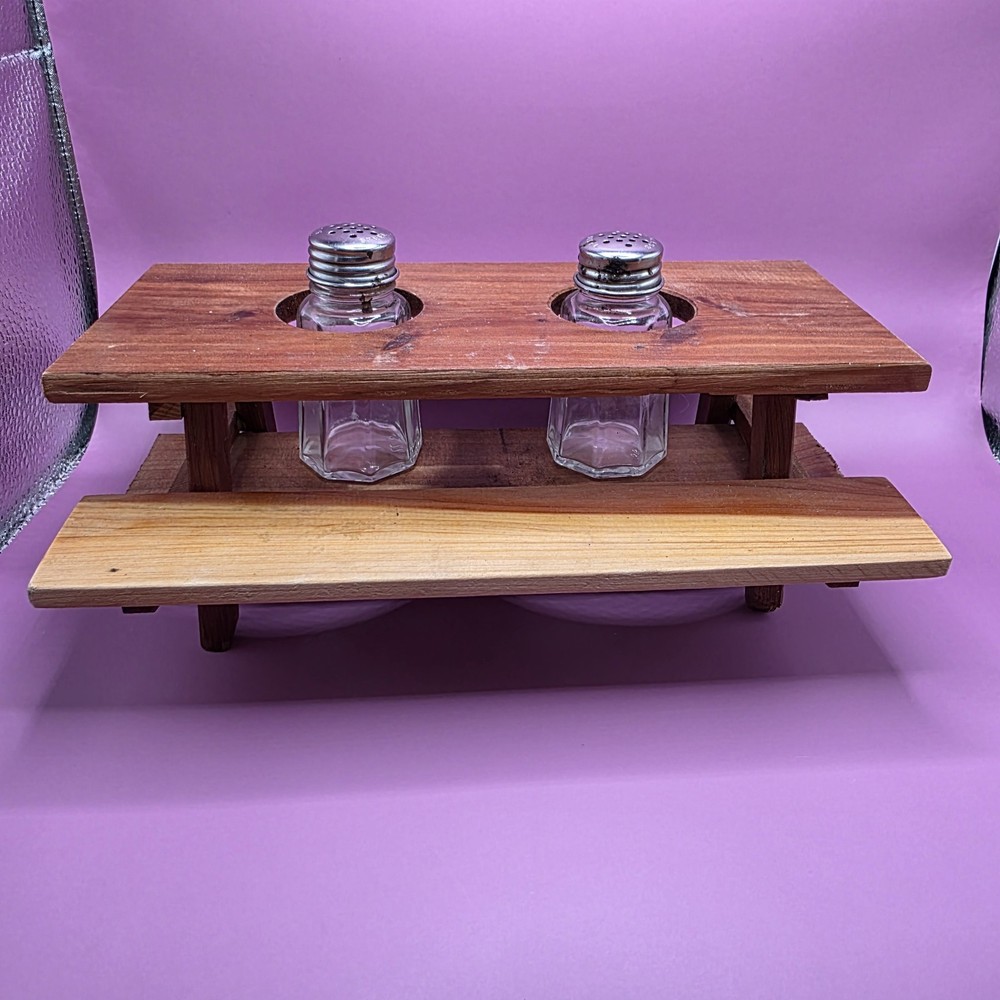 Cedar Salt & Pepper Shaker Picnic Table Holder.
