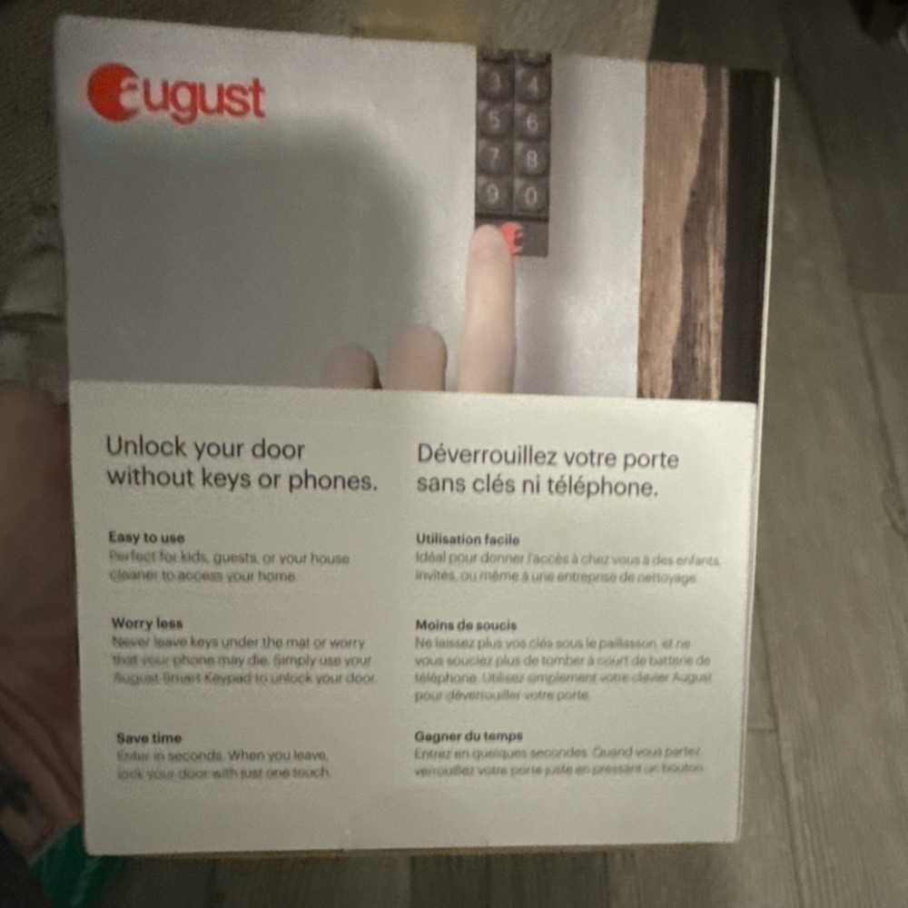 August Smart Keypad Bluetooth Keyless Electronic Gray Front Door Auto‑Relock