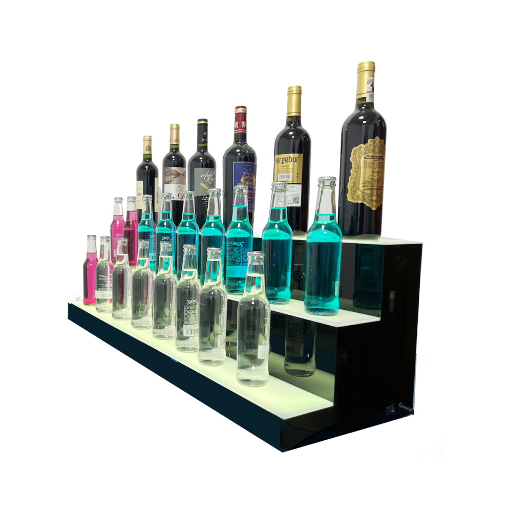 31" 3 Tiers Liquor Bottle Stand LED Lighted Bar Liquor Bottle Display Shelf 110V