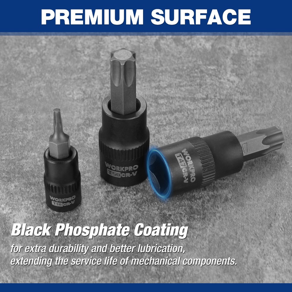 WORKPRO 13-Piece Hex Socket Set Socket Set 1/4"3/8"&1/2" Drive Allen Socket Set