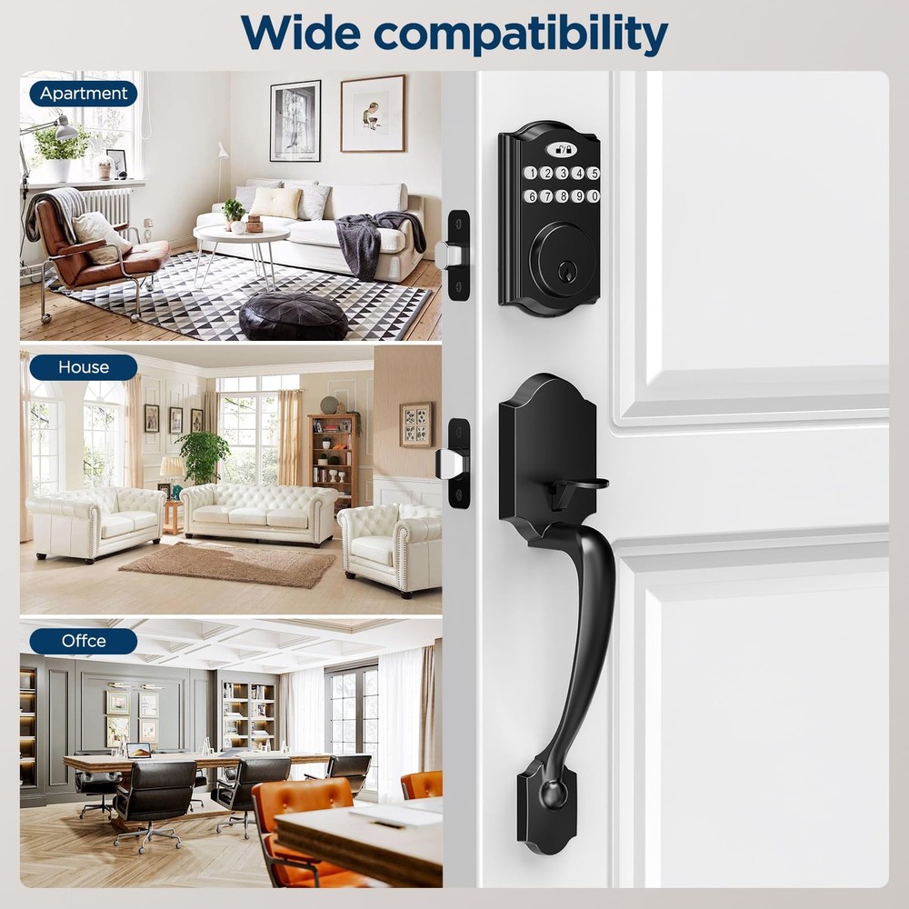 Keyless Entry Door Lock Deadbolt with Handle Set, Smart Locks for Front Door,...