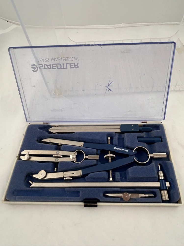 6-Piece Staedtler Mars Superbow Compass Set Germany Drafting Tools Vintage NOTE