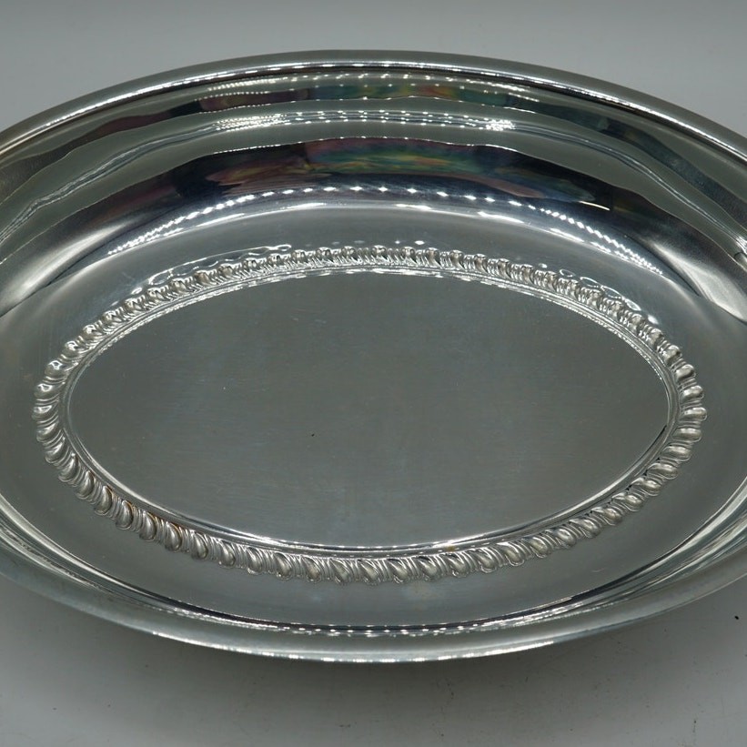 Handled Oval Serving Bowl Silver Plate
