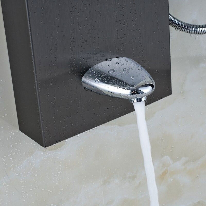 Black Bathroom Shower Panel Digital Screen Massage Jets Mixer Wall Mounted Tap