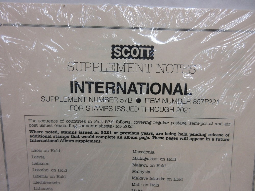 2022 Scott International Supplement Notes #57A & 57B for Stamps Issued in 2021