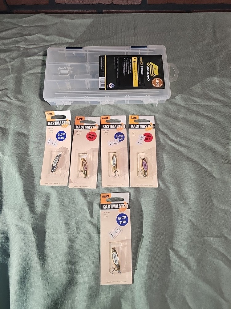 Tackle Box With 5 Kastmaster Jigs