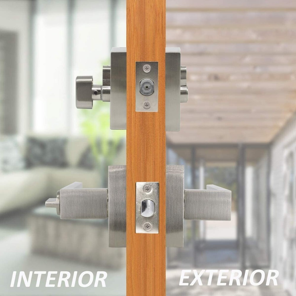 Exterior Front Entry Door Handle Lock Set Square Keyed alike Single Deadbolt