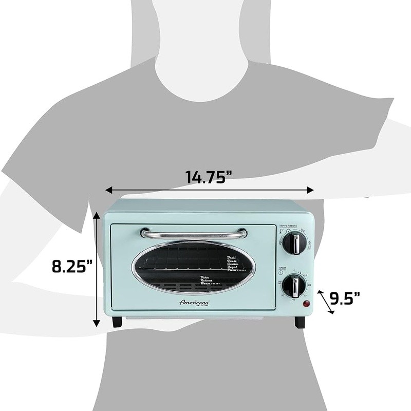 Vintage Art Deco Toaster Oven Adjustable Timer Full Function Baking Accessories