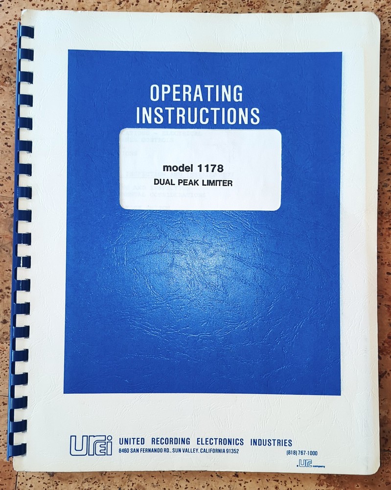 Urie Model 1178 Dual Peak Limiter Operating Instructions and schematic