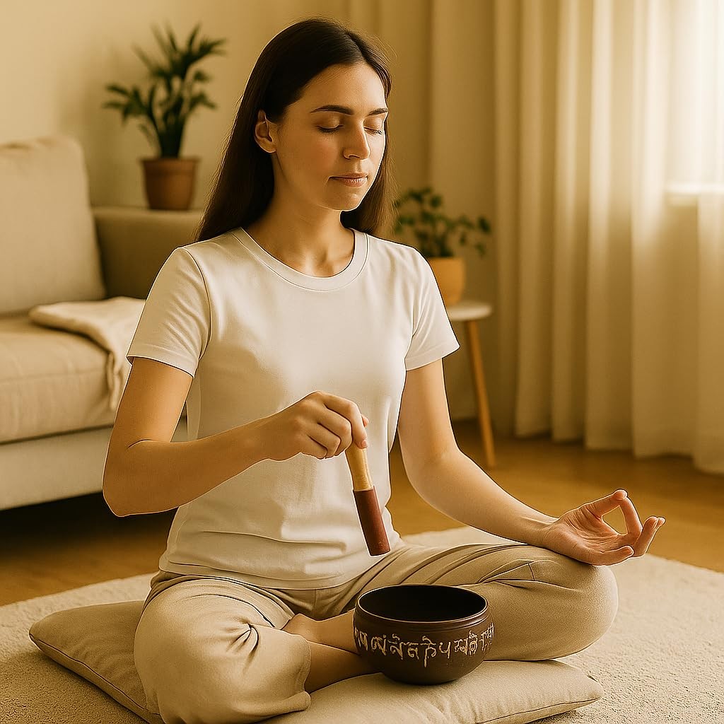 Hand Painted 7 Inch Tibetan Metal Singing Bowl, Chakra Healing, Yoga & Medita...