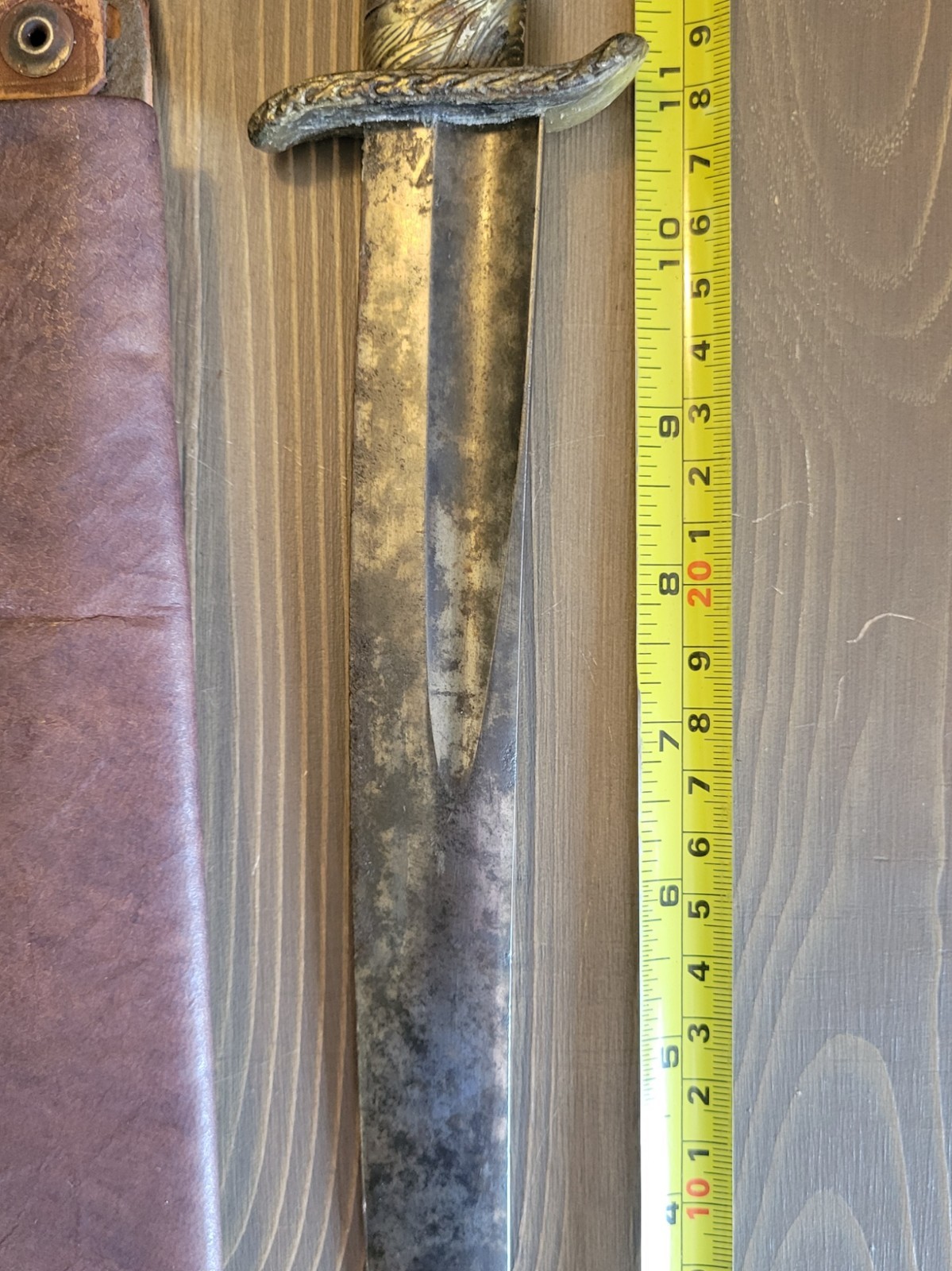 Custom Made Civil War Era Parts Brass Handle Fighting Knife & Custom Sheath