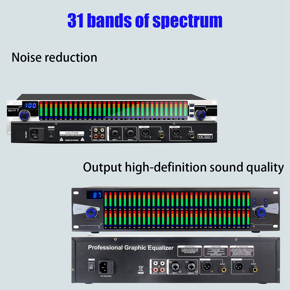 Digital Equalizer Graphic Equalizer Dual 31-Band Spectrum Display for Stage Home