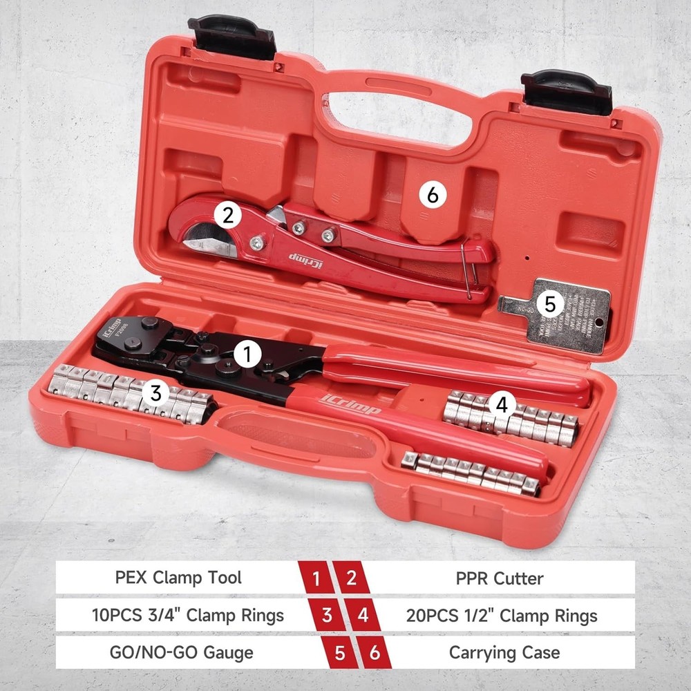 Durable iCrimp PEX Crimping Tool with Ergonomic Grip - Complete Kit For Easy Use
