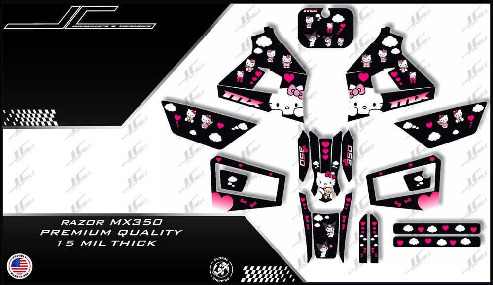 Razor MX350 NEW MODEL graphics kit decals THICK AND HIGH GLOSS