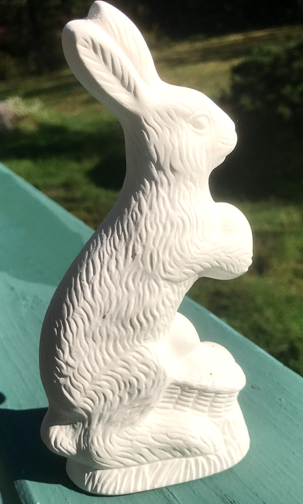 Ready to Paint Bisque Easter Rabbit with Egg & Basket ~ 6" Inch ~ DIY Craft