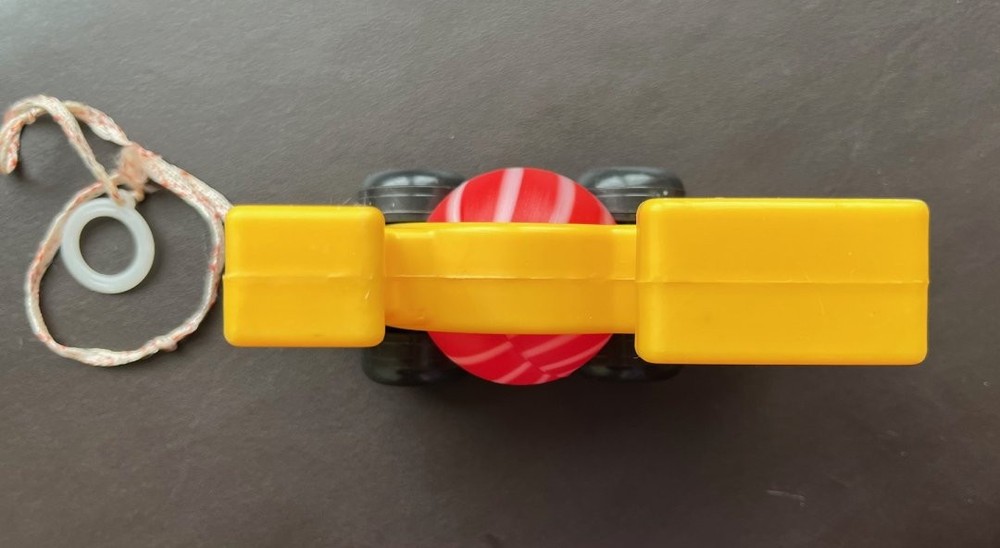 VTG 90s Pull String Train Toy Yellow Locomotive Engine 6 inch