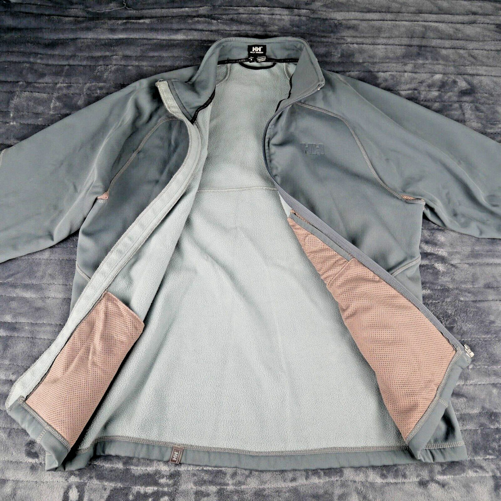 Helly Hansen Jacket Large Grey Fleece Softshell Windbreaker Workwear Full ZIp