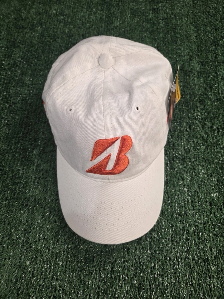 Bridgestone B330 Golf Hat White And Orange Adjustable Back