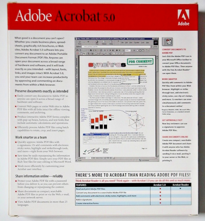 Adobe Acrobat 5.0 for Windows XP Vintage Computer Software 22001438 #9e6