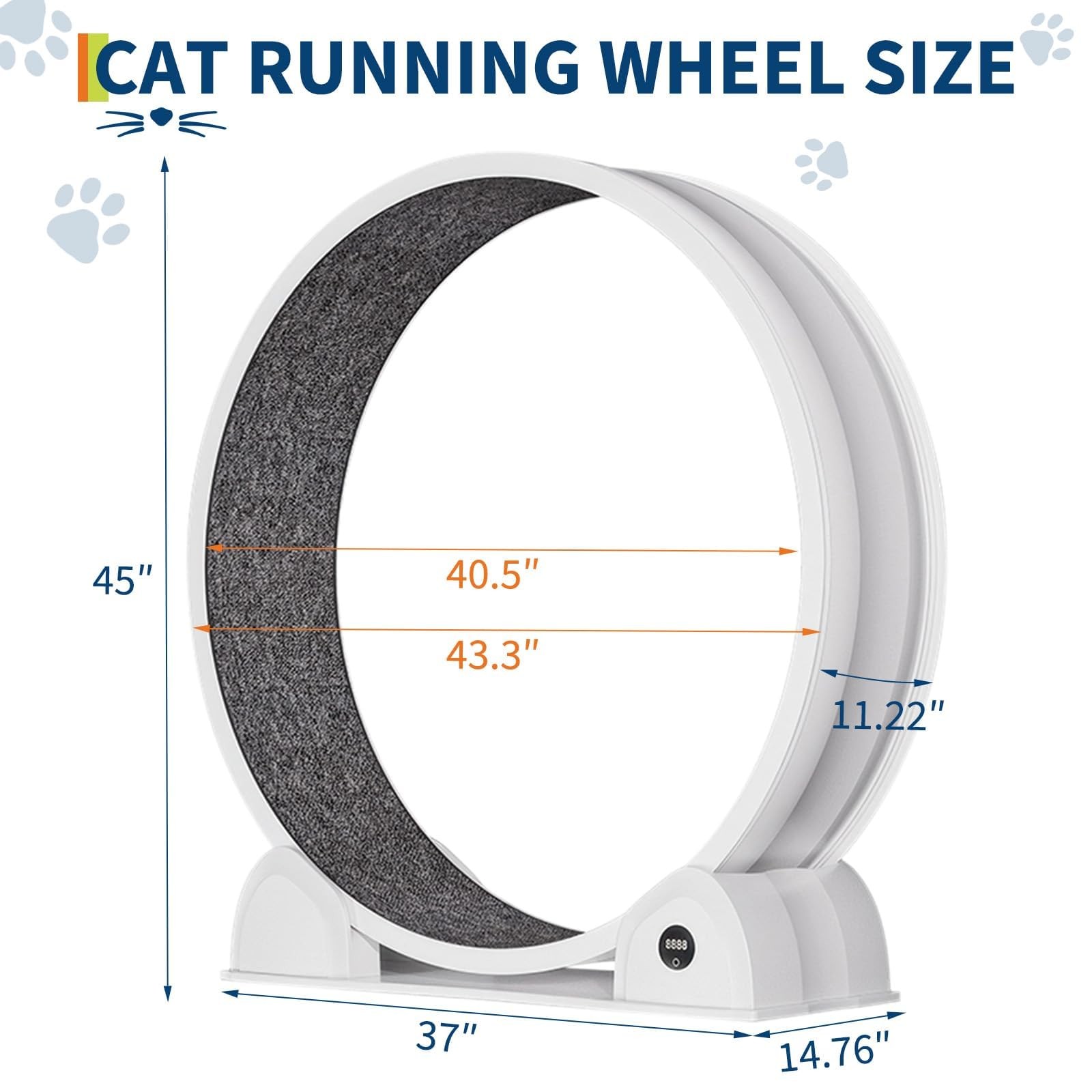 45" Cat Exercise Wheel ABS Cat Treadmill Running Wheel Cat Toy with Pedometer