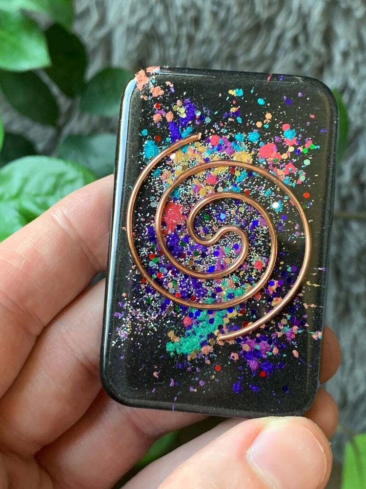 Orgonite® Cell Block - RAINBOW GALAXY Cell Phone EMF Shield - Orgone Generator®
