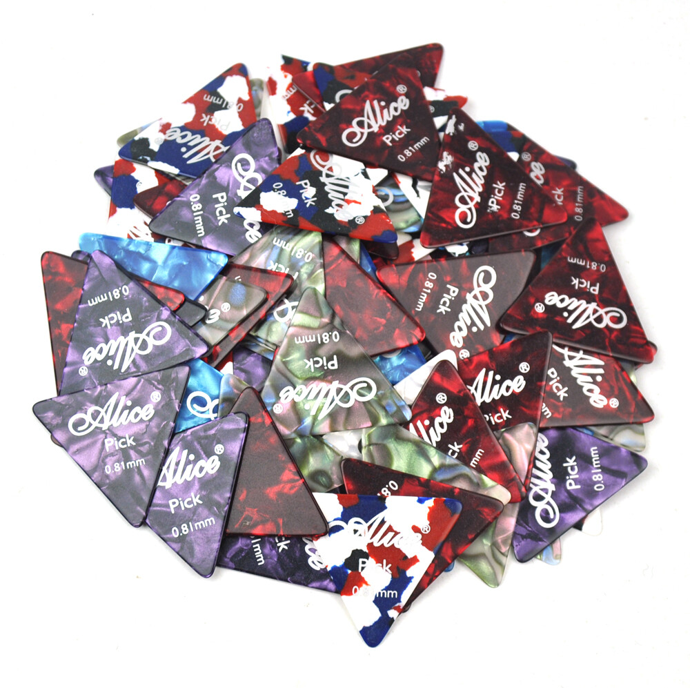 50Pcs Alice Medium 0.81mm 355 Triangle Guitar Picks Plectrums Celluloid