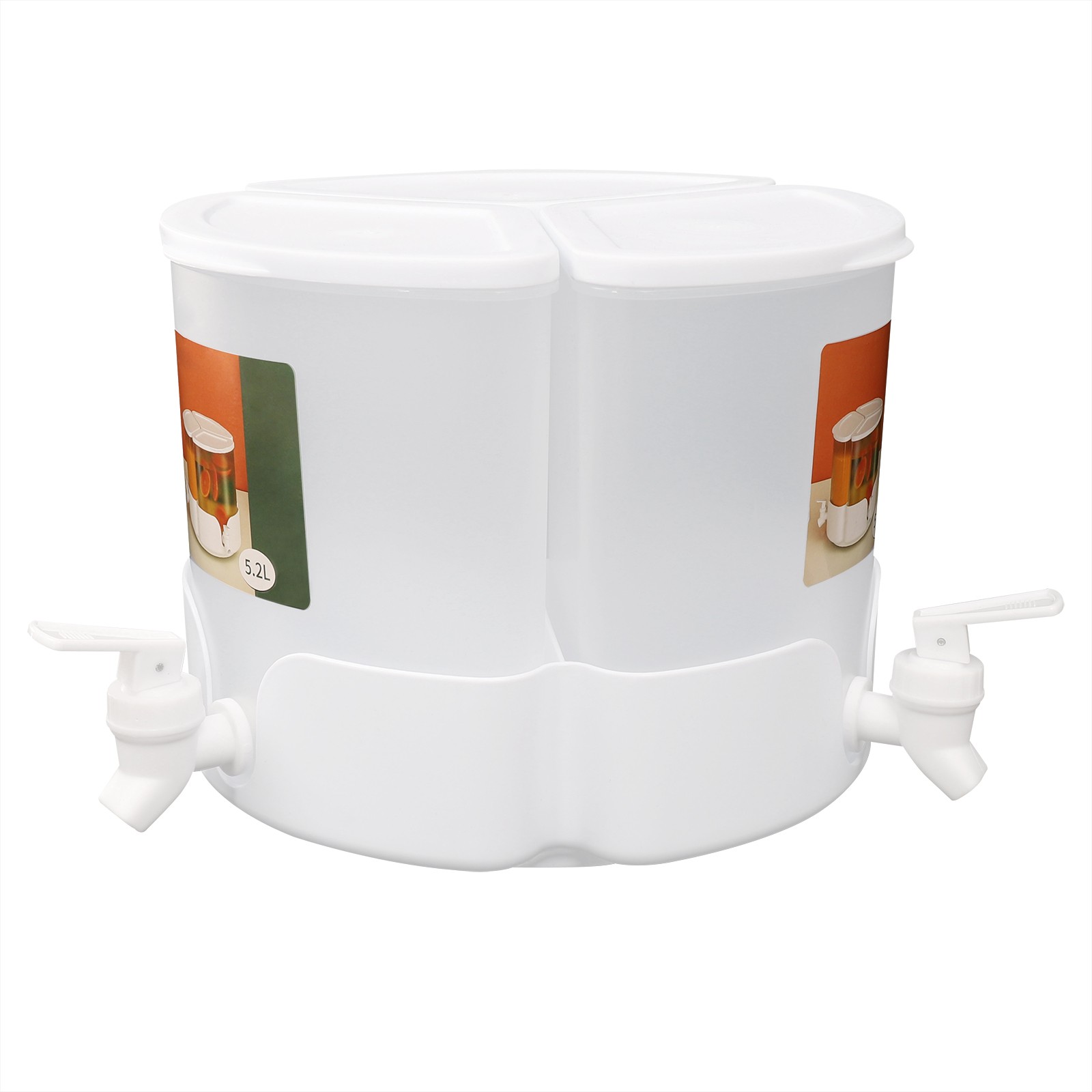 360° Rotation Juice/Drink Dispenser 5.2L 3-in-1 Beverage Dispenser W/ 3* Faucets