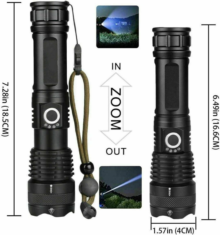 Super-Bright LED Tactical Flashlight Torch With Rechargeable Battery