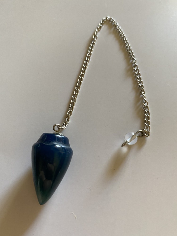Blue Onyx & Quartz Bead dowsing crystal pendulum