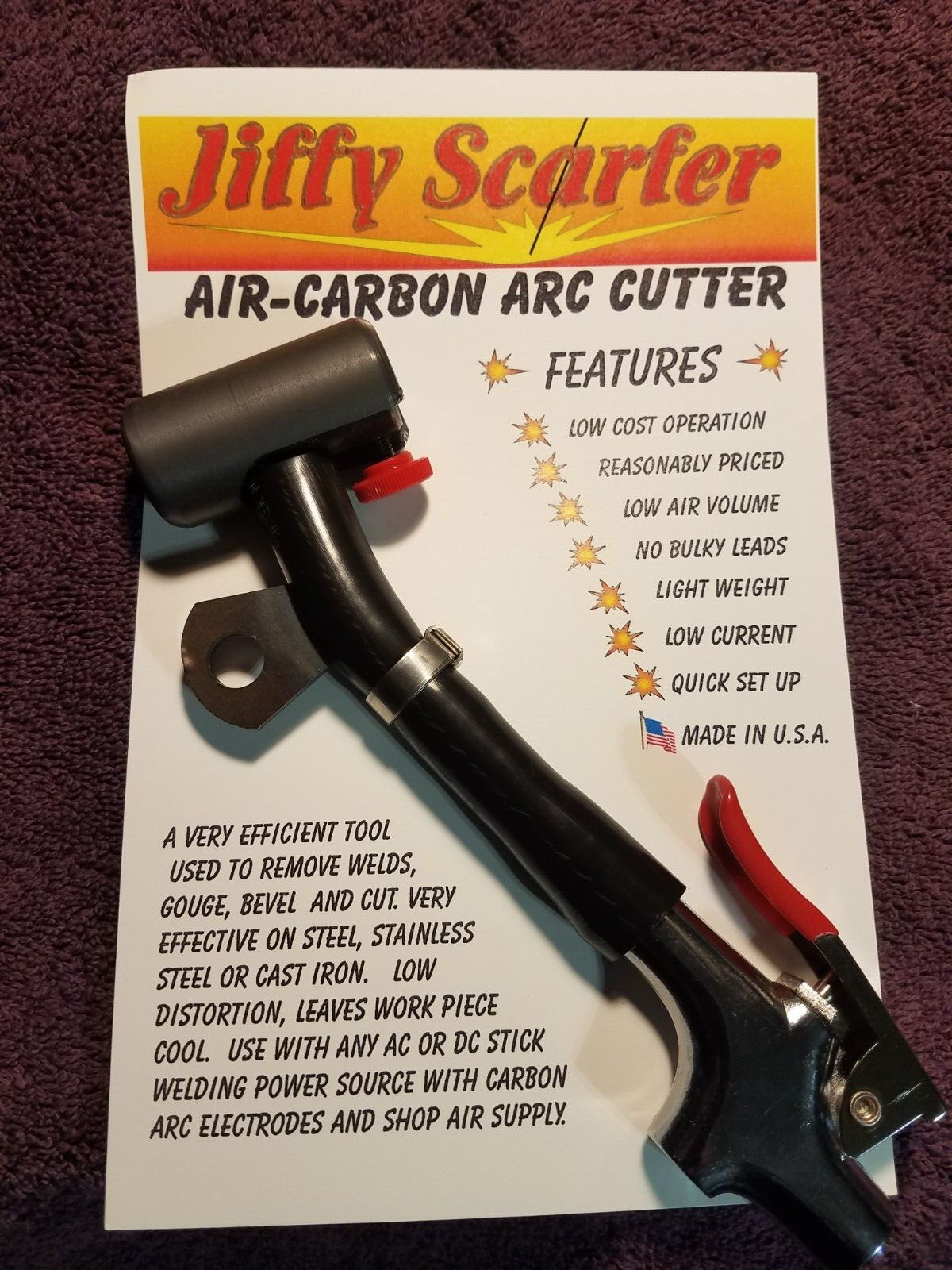 JIFFY SCARFER  Carbon Air-Arc Cutting Tool (NEW TOOL)  "welders best friend"