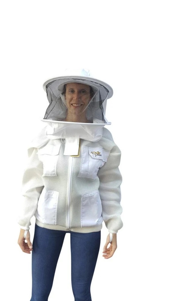 OZ ARMOUR Double Layer Mesh Ventilated Beekeeping Jacket With Round Hat Veil