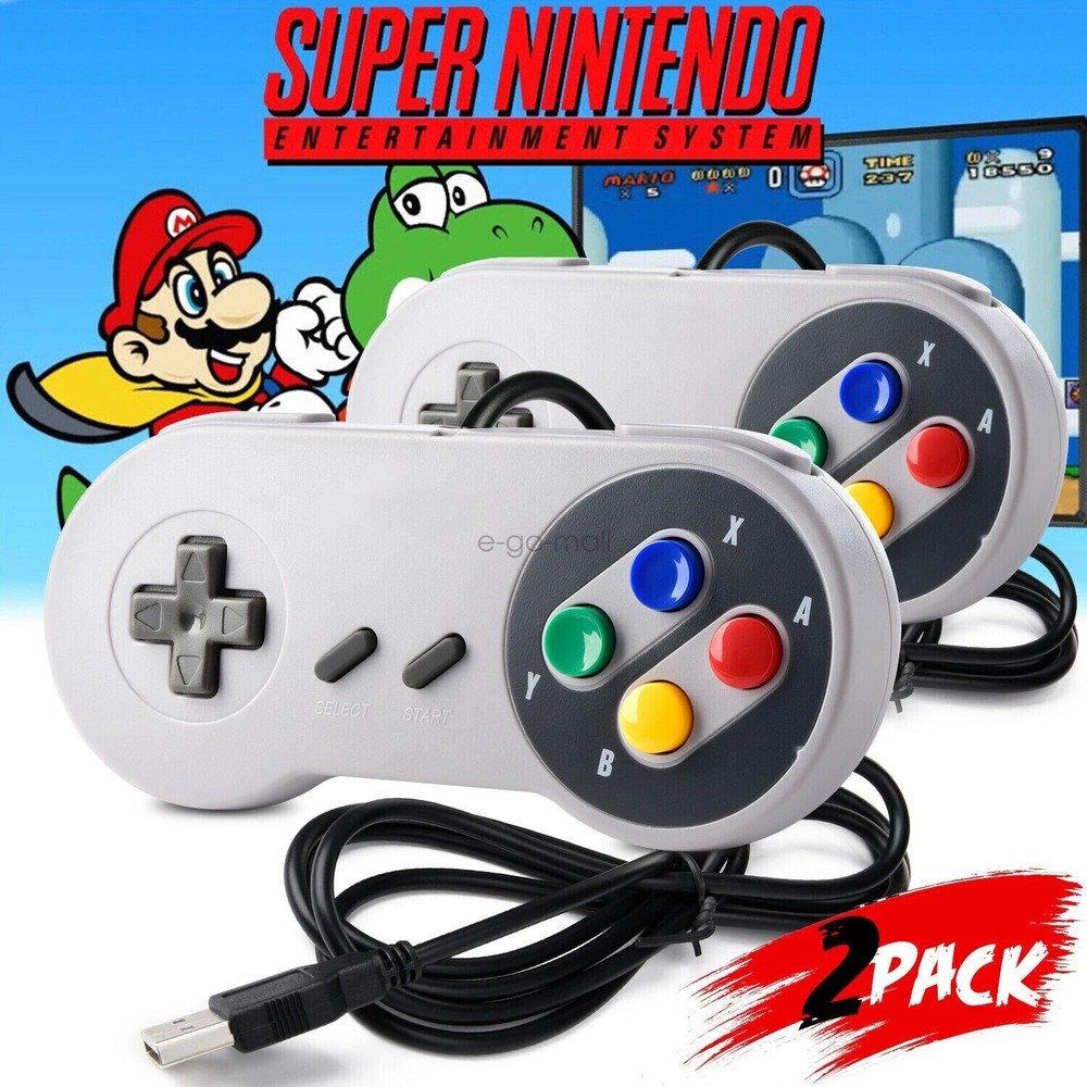 2 Pack Retro Super Nintendo SNES USB Controller for Windows PC Mac Raspberry Pi